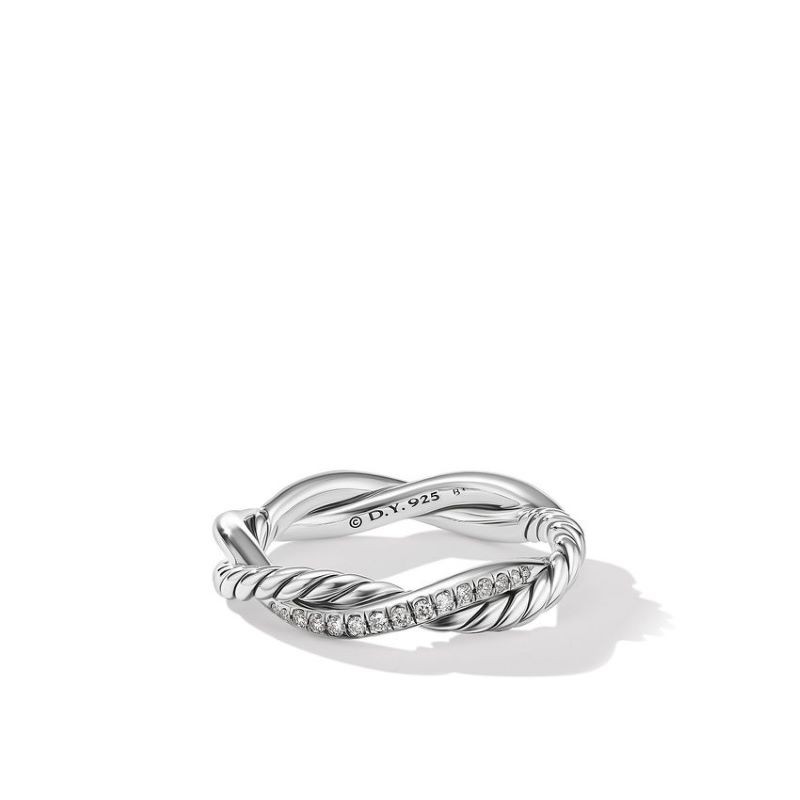 Silver Petite Infinity Twisted Diamond Ring