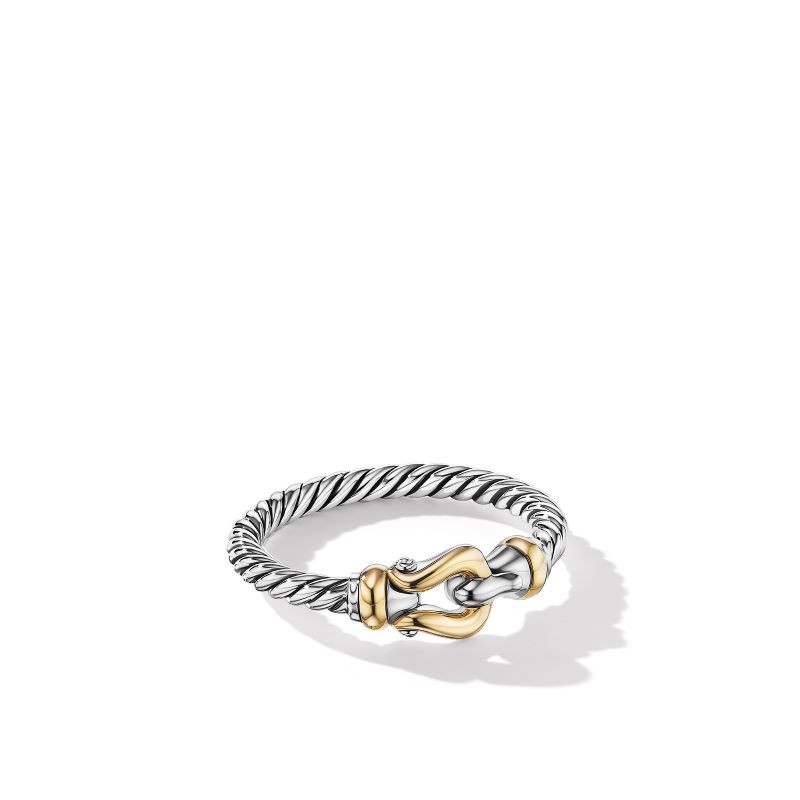 Silver and 18k Yellow Gold Petite Buckle Ring