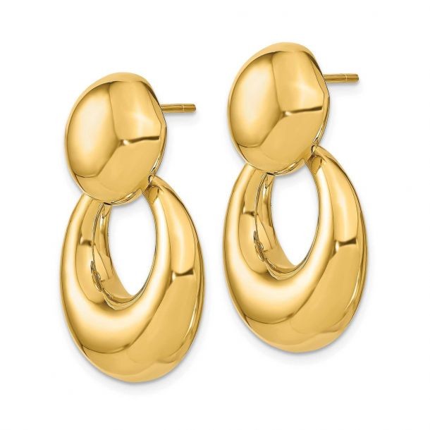 18k Yellow Gold Large Tapered Open Circle Earrings