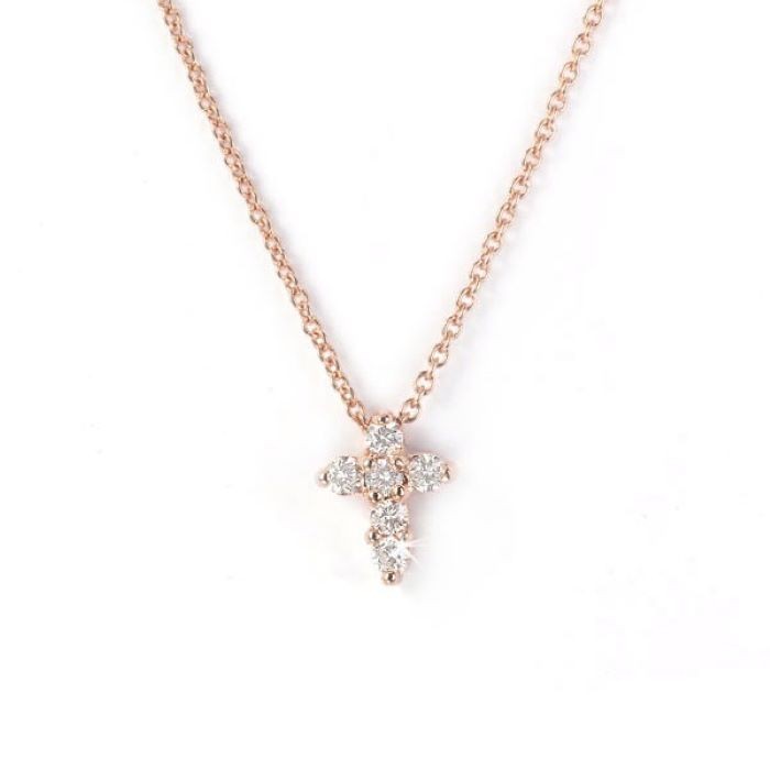 18k Rose Gold Large Baby Cross Necklace