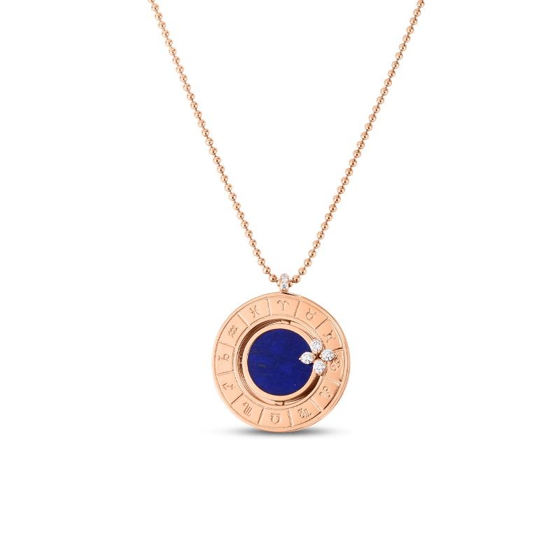 18k Rose Gold Verona Blue Lapis Medallion Necklace