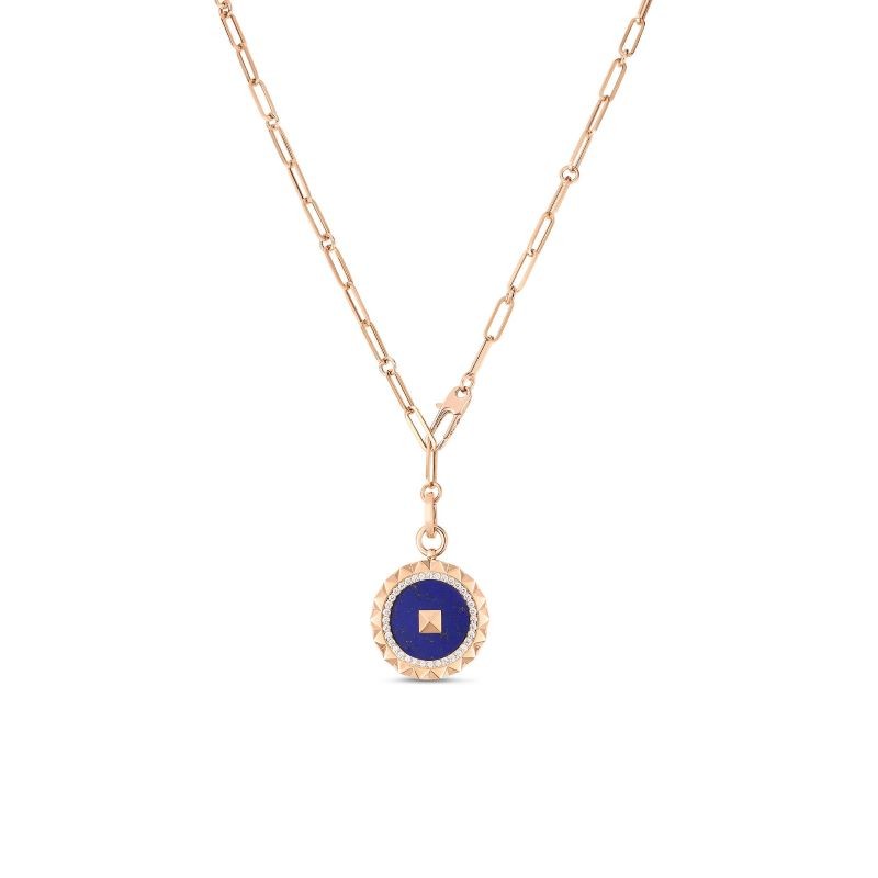 18k Rose Gold Obelisco Blue Lapis Medallion Necklace