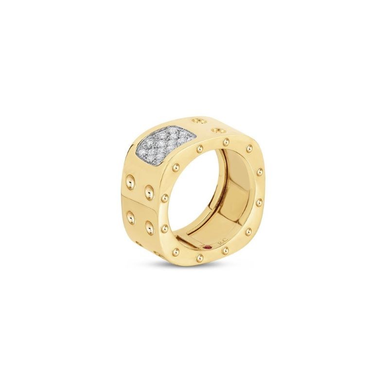 18k Two Tone Pois Moi Dimple Square Ring