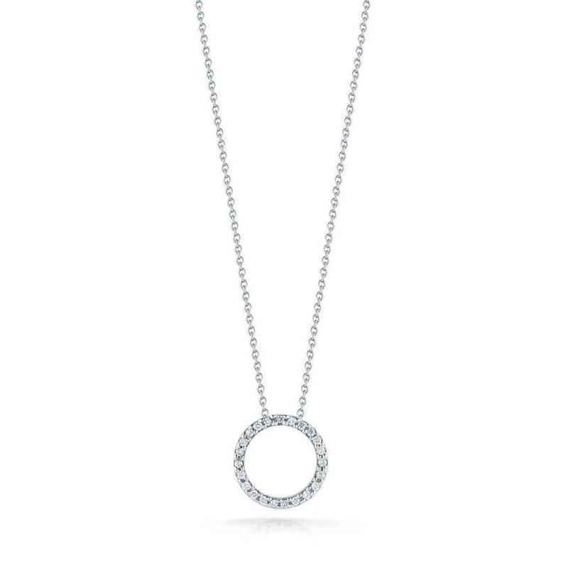 18k White Gold Small Diamond Circle of Life Necklace