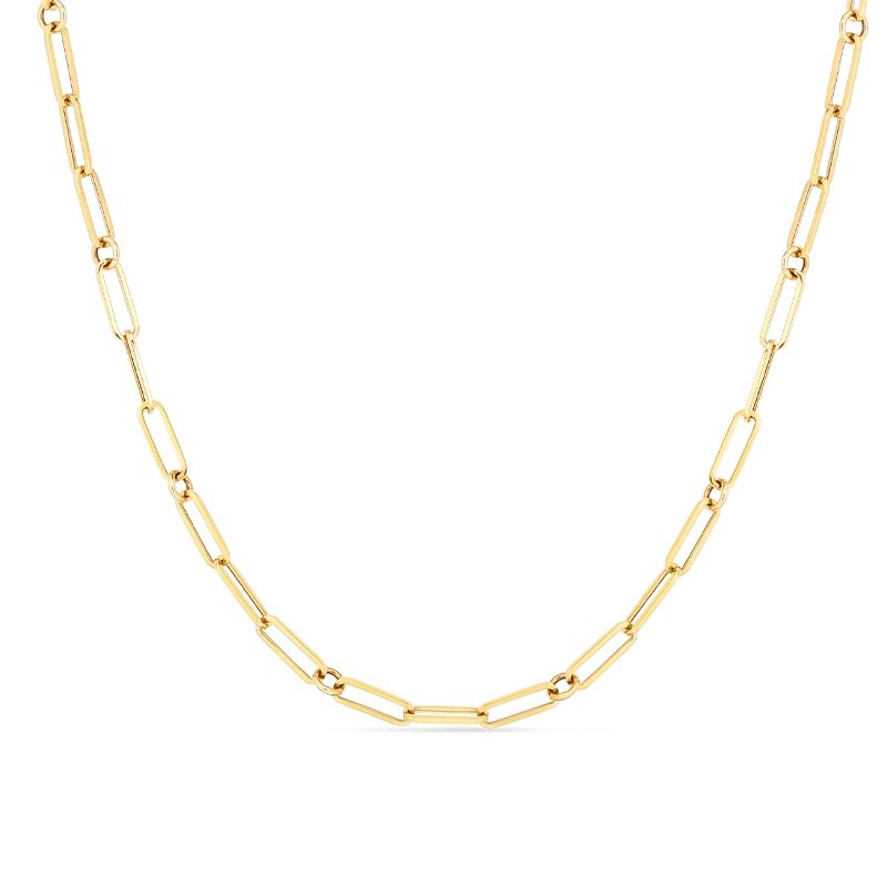 18k Yellow Gold Paperclip Chain Necklace