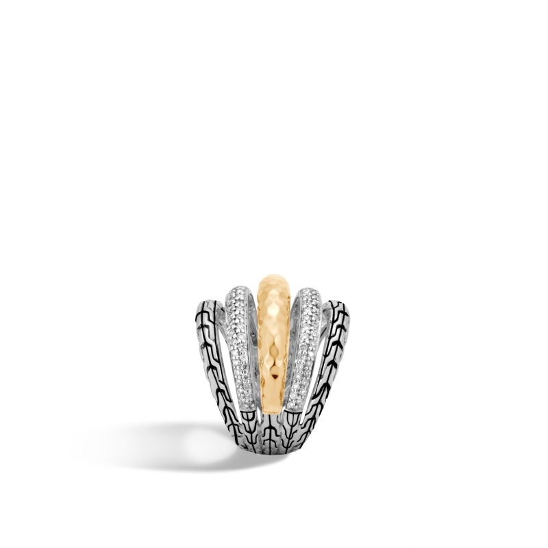 Hammered 18K Gold and Diamond Ring
