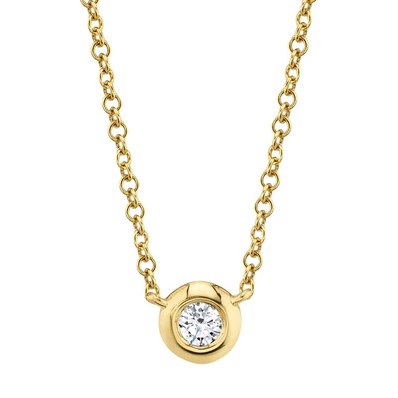 14k Yellow Gold Single Diamond Necklace