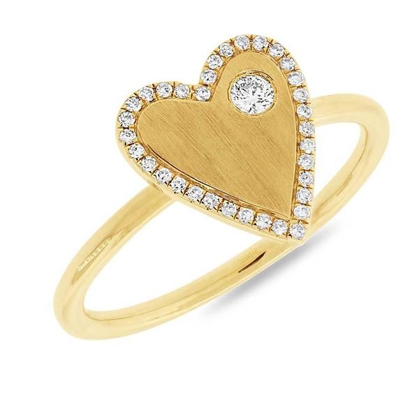14k Yellow Gold Pave Diamond Heart Ring