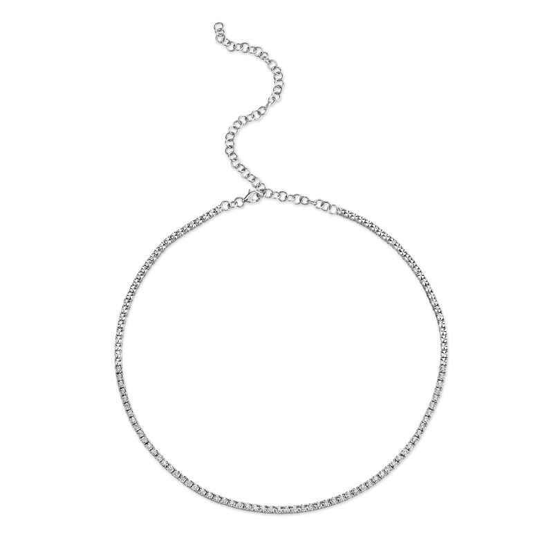 14k White Gold Adjustable Tennis Choker Necklace