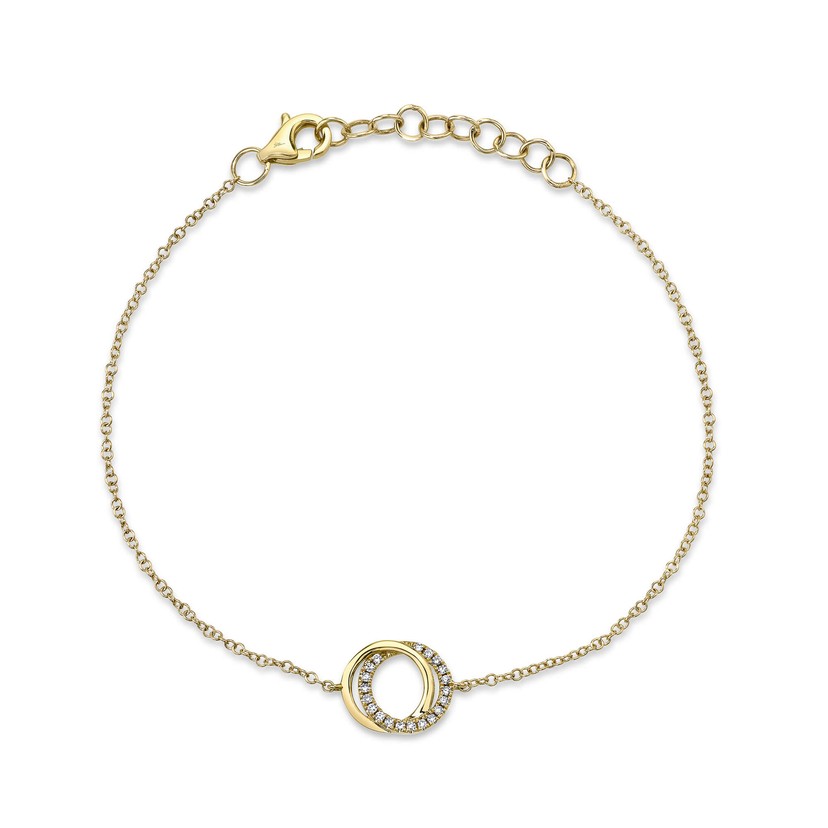 14k Yellow Gold Diamond Love Knot Circle Bracelet