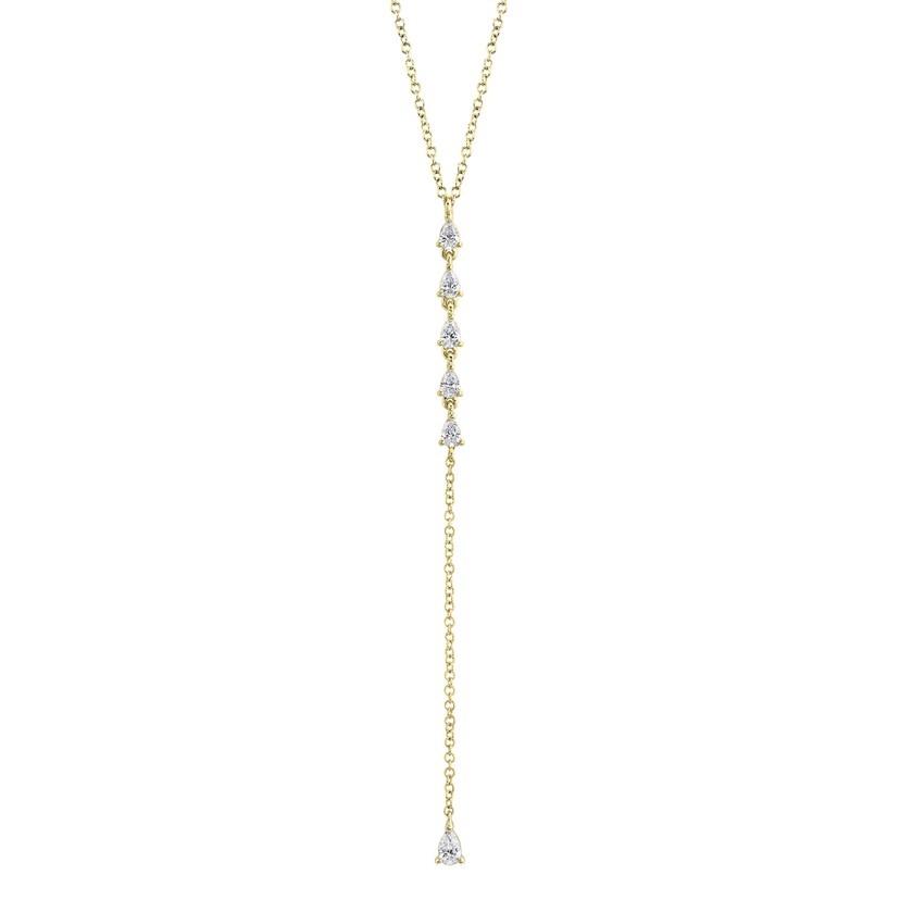 14k Yellow Gold Small Diamond Lariat Necklace