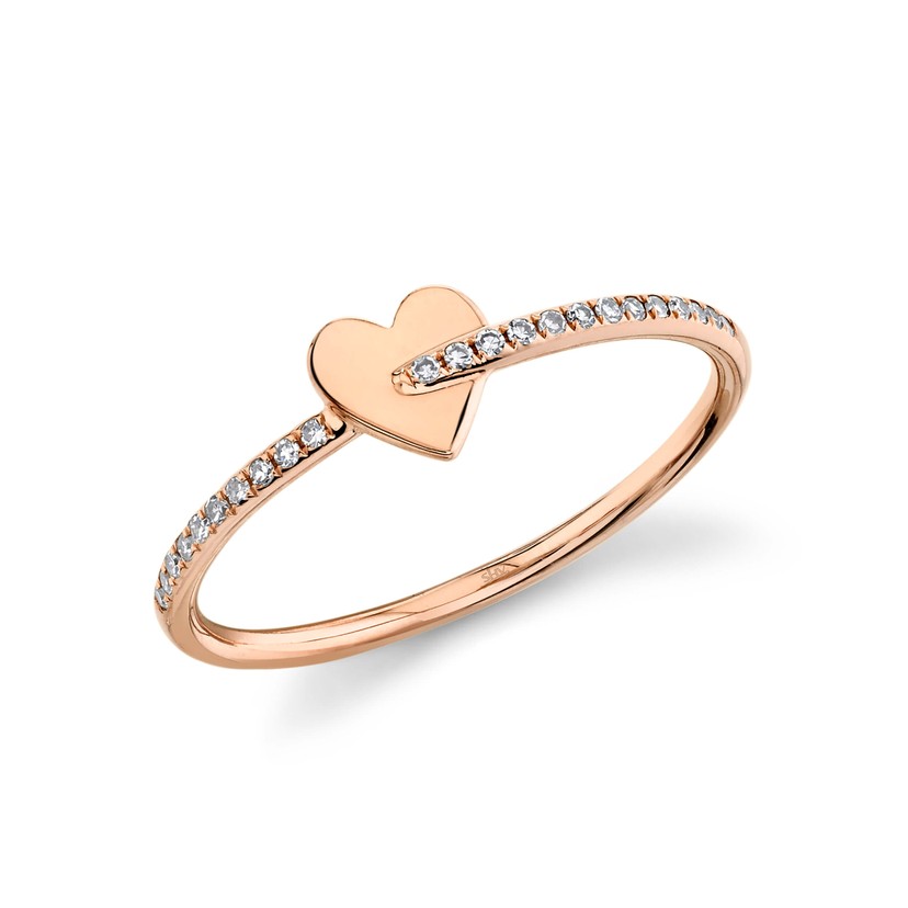 14k Rose Gold Pave Heart Ring