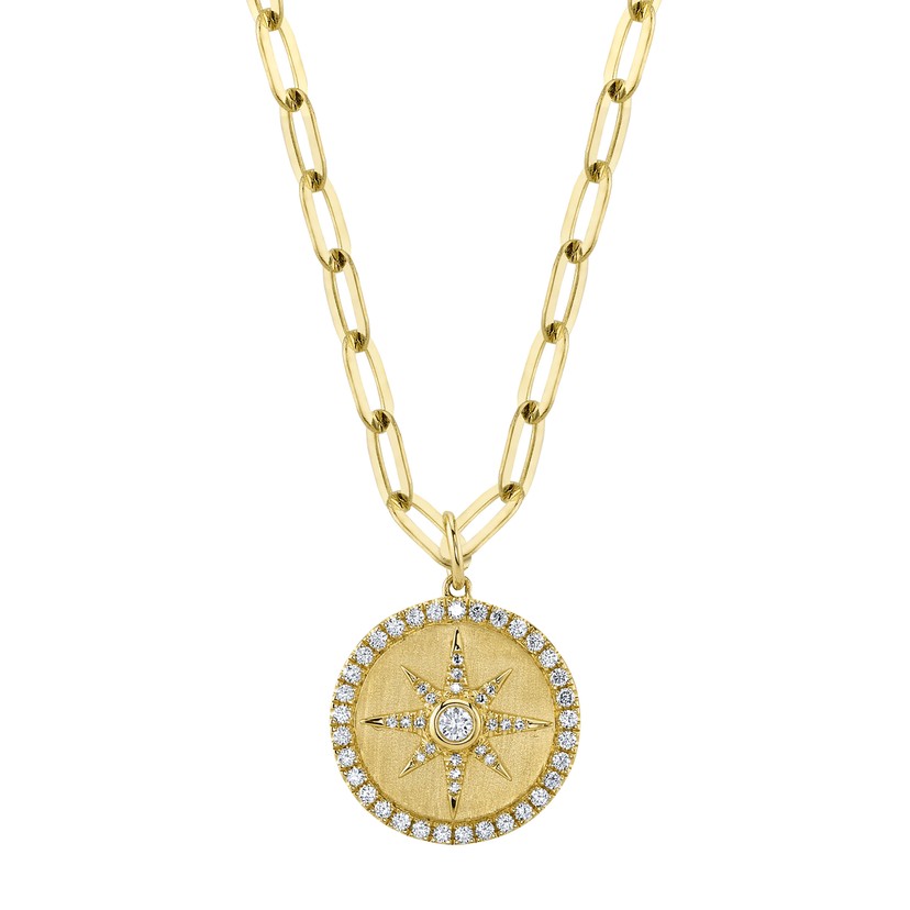 14k Yellow Gold Diamond Star Necklace