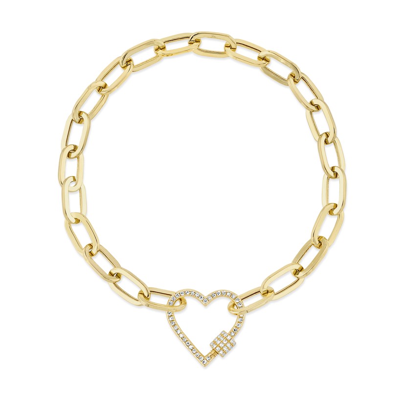 14k Yellow Gold Diamond Heart Bracelet