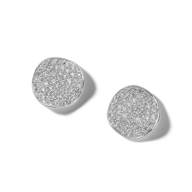 Stardust Pave Diamond Flower Disc Stud Earrings
