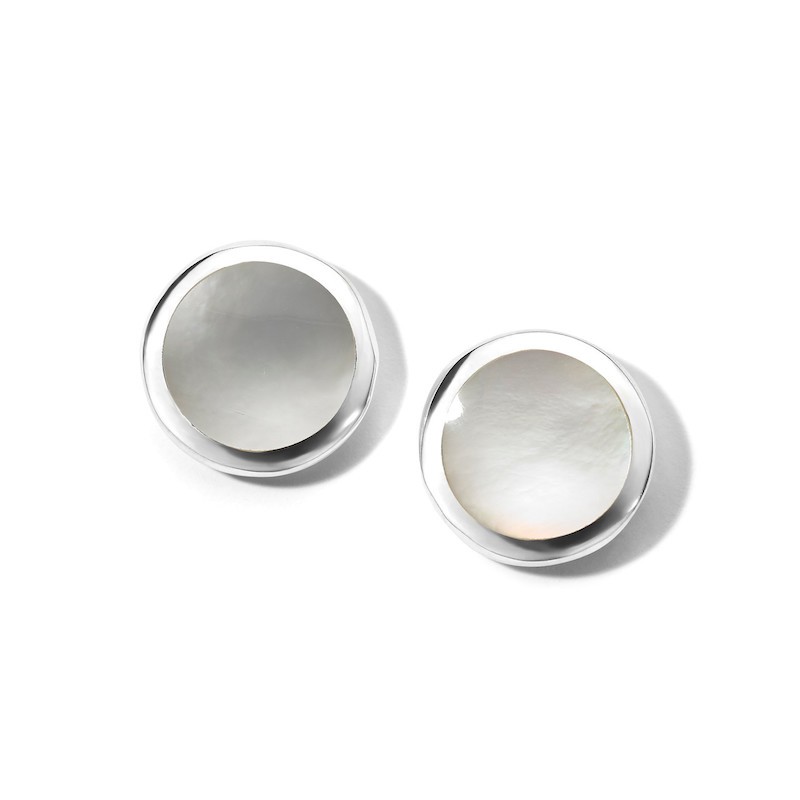 Silver Mother Of Pearl Shell Stud Earrings