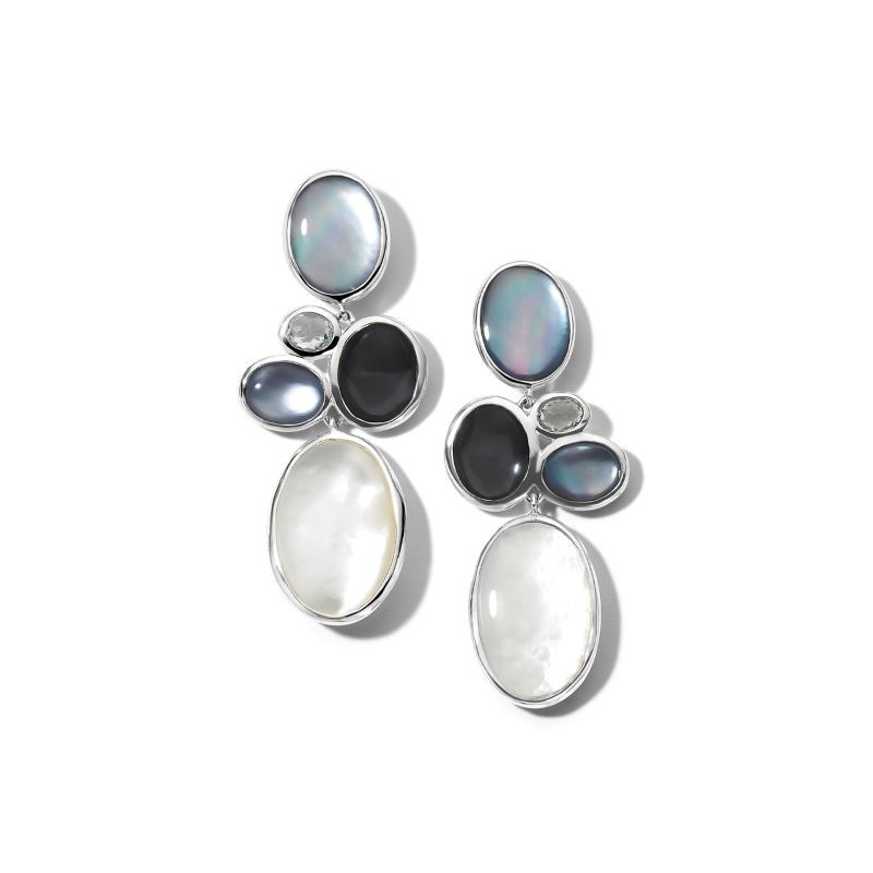Silver Luce 5 Stone Cluster Dangle Drop Earrings