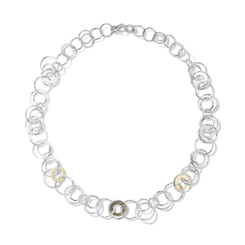 18k Yellow Gold and Sterling Silver Link Necklace