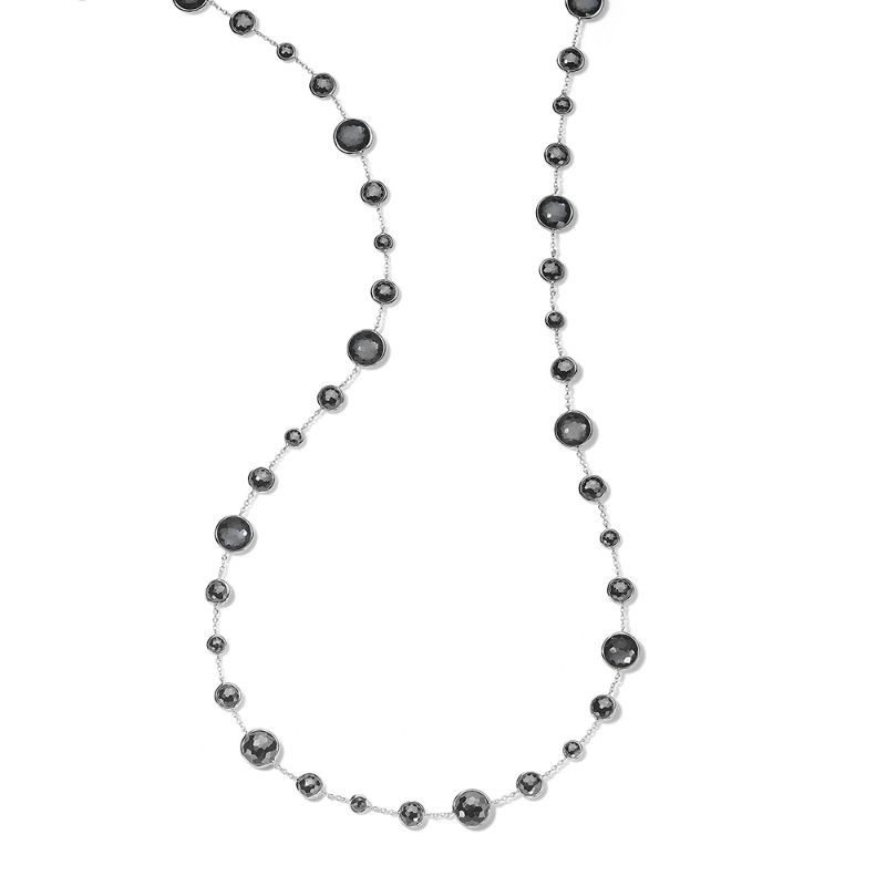 Silver Multi Size Hematite and Quartz Doublet Necklace