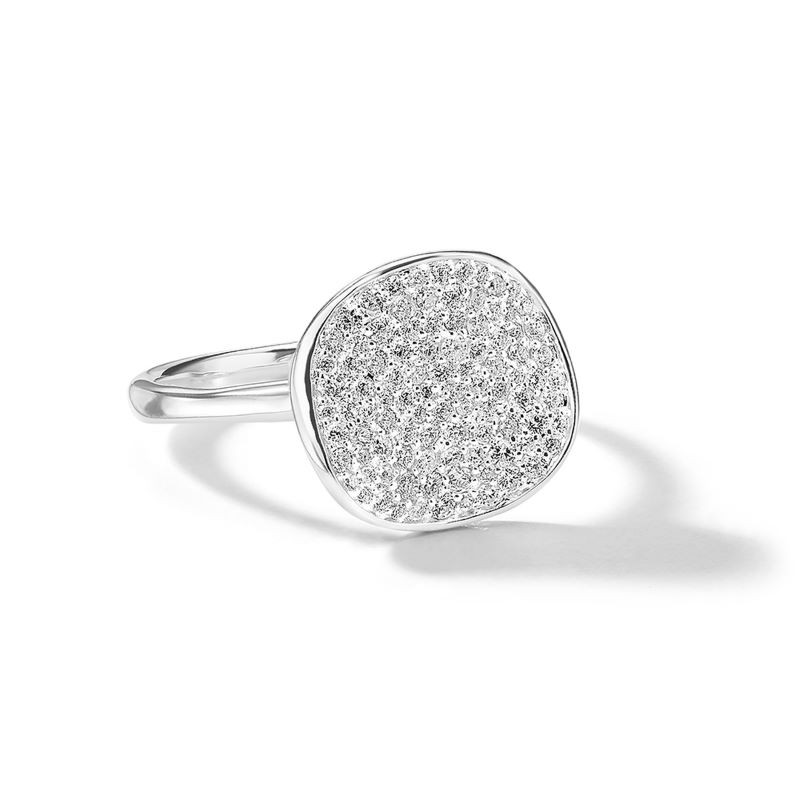 Stardust Small Pave Flower Wavy Disc Ring