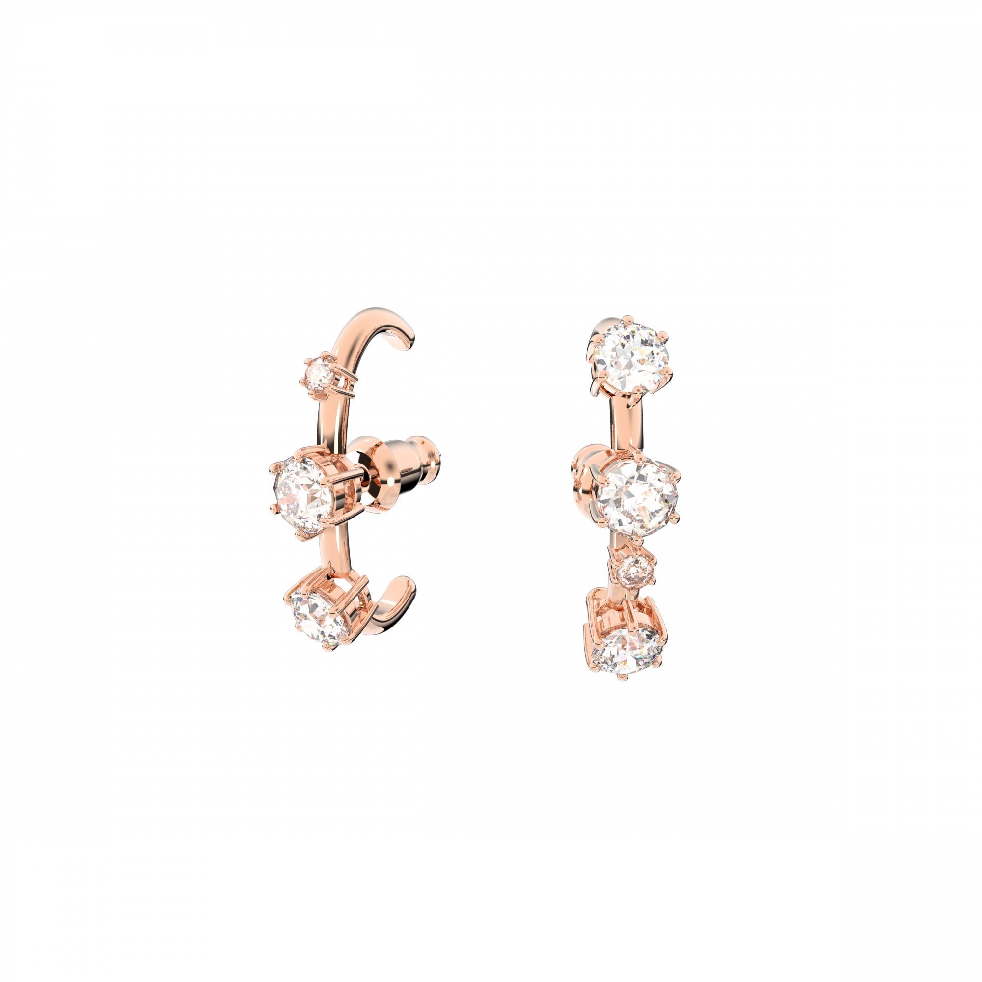 Rose Gold Constella Asymmetrical Crystal Ear Cuff Earring Set