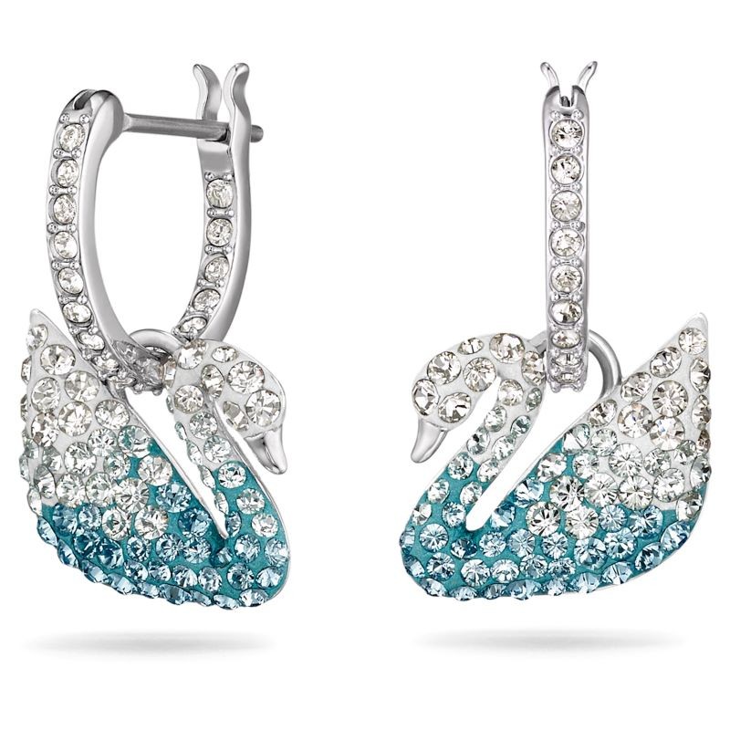 Iconic Swan Aquamarine Crystal Hoop Earrings