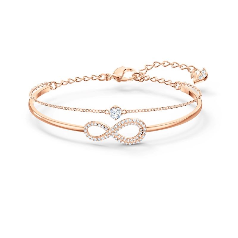 Infinity White Crystal and Rose Gold Plated Bracelet