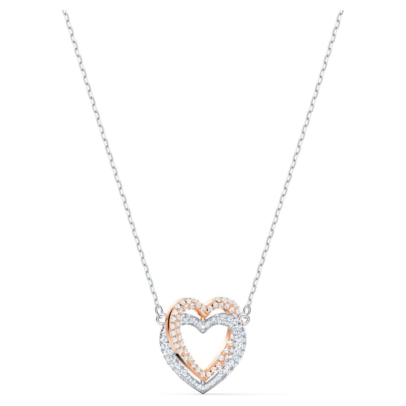 Infinity Two Heart White Crystal Necklace