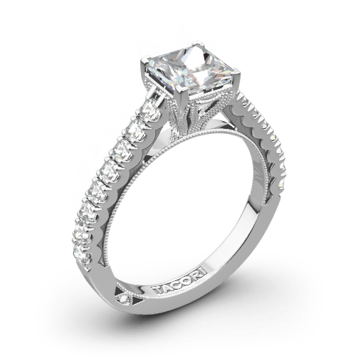 18k White Gold Diamond Sculpted Engagement Mounting
