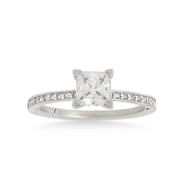 Platinum Diamond Channel Sculpted Engagement Mounting