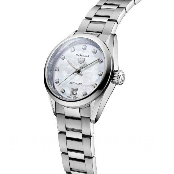 CARRERA Calibre 9 Automatic Mother-of-Pearl Diamond Dial Stainless Steel Watch