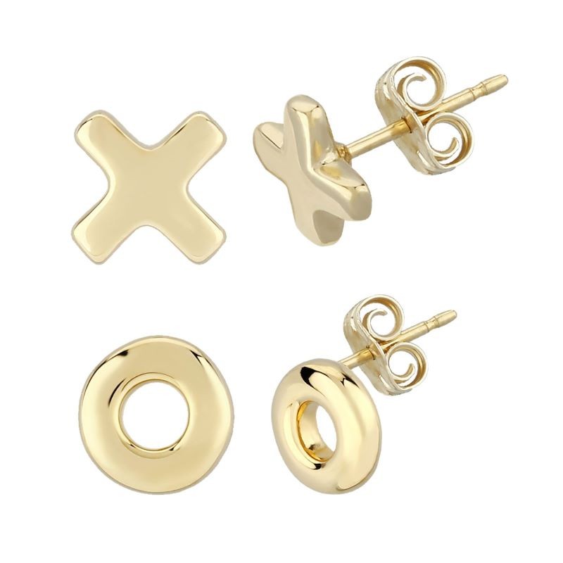 14k Yellow Gold XO Stud Earrings