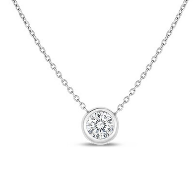 18k White Gold Diamond Bezel Necklace