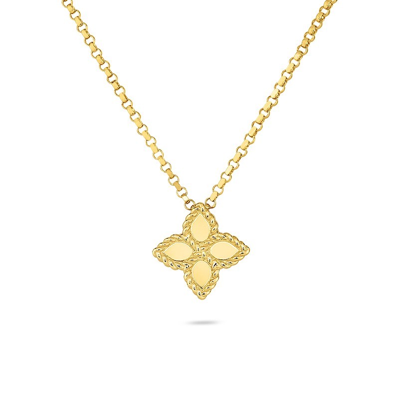 18k Yellow Gold Small Princess Flower Necklace