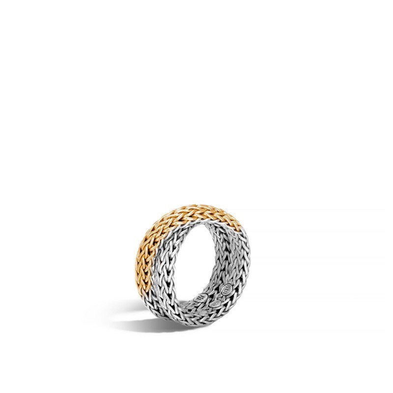 Silver and 18k Yellow Gold Intersect Crossover Ring