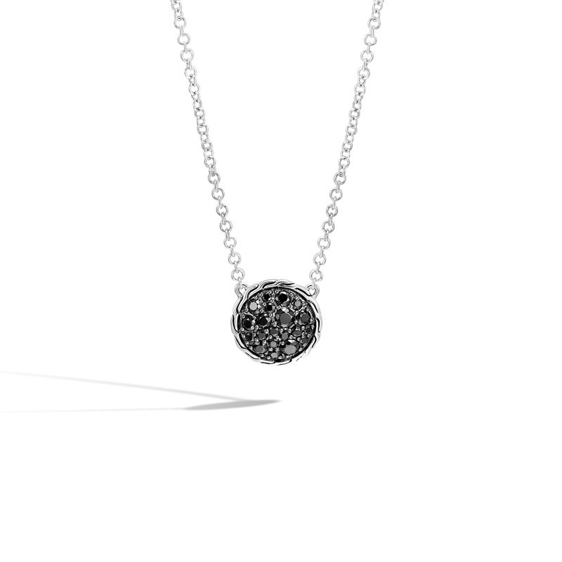 Silver Classic Chain Black Sapphire Necklace