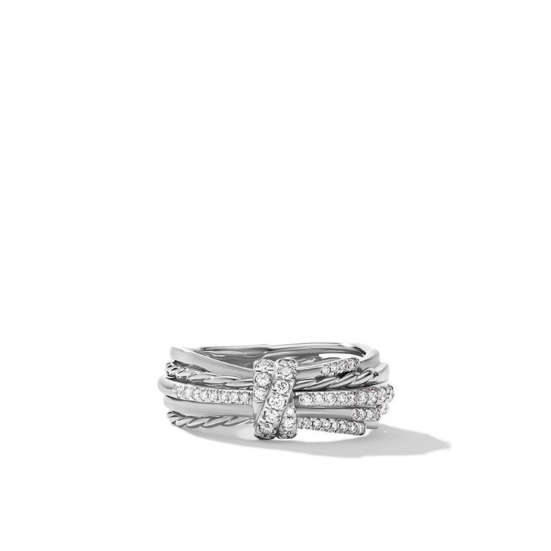 Silver Angelika Linear Diamond Knot Ring