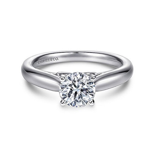 14k White Gold Diamond Tapered Engagement Ring Mounting