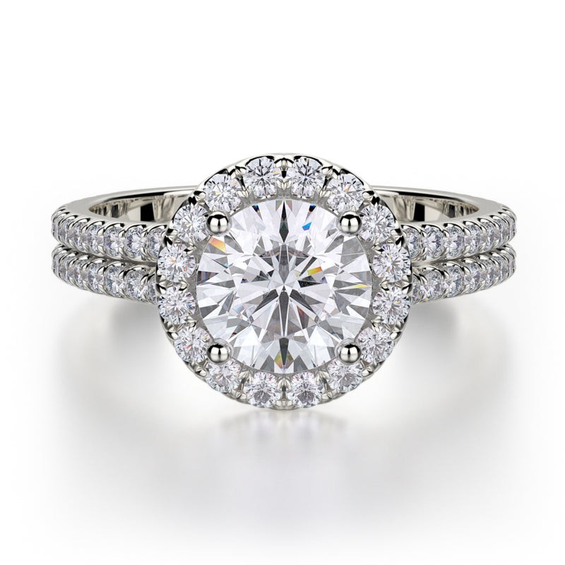 18k White Gold Halo Split Diamond Engagement Mounting