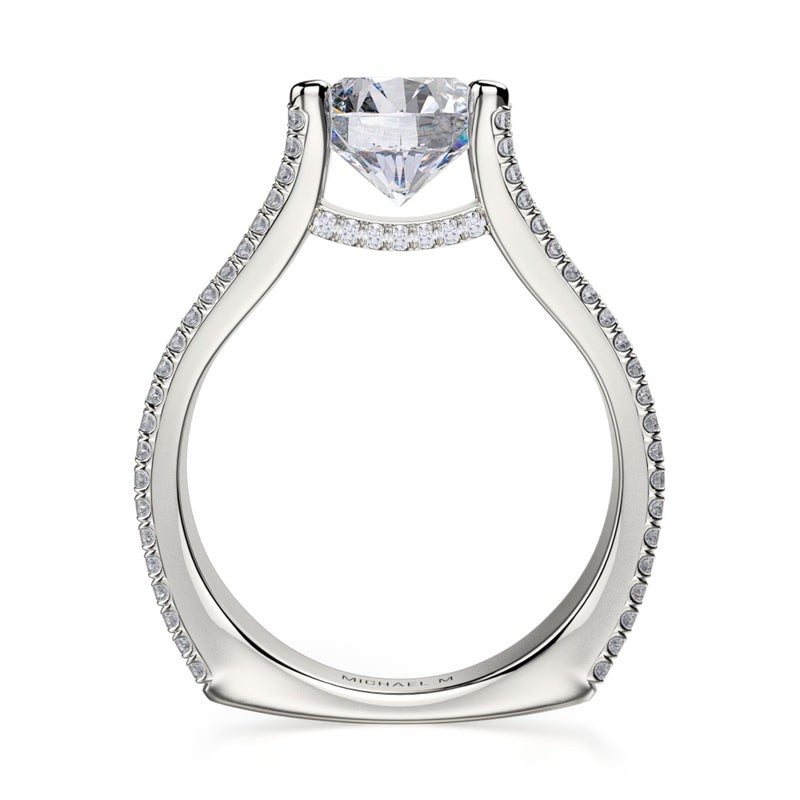 18k White Gold 3 Row Diamond Engagement Mounting