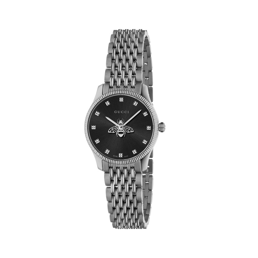Gucci G-Timeless Slim Black Dial Stainless Steel Watch