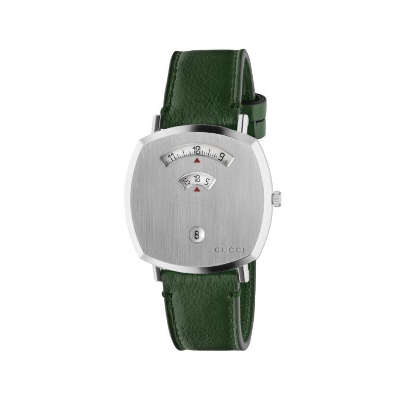 Gucci Grip Green Leather Strap Unisex Luxury Watch