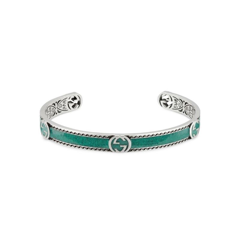 Gucci Turquoise and Sterling Silver Interlocking G Bracelet