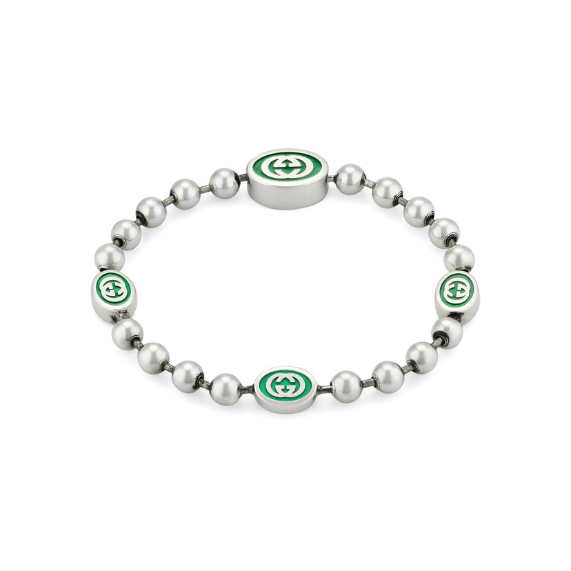 Interlocking Green Boule Chain Bracelet