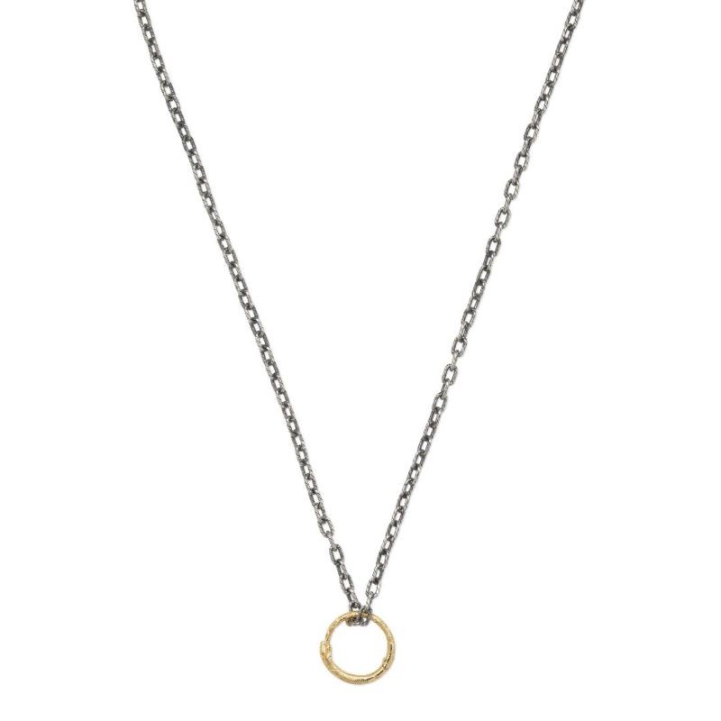 18k Yellow Gold Open Circle Snake Necklace