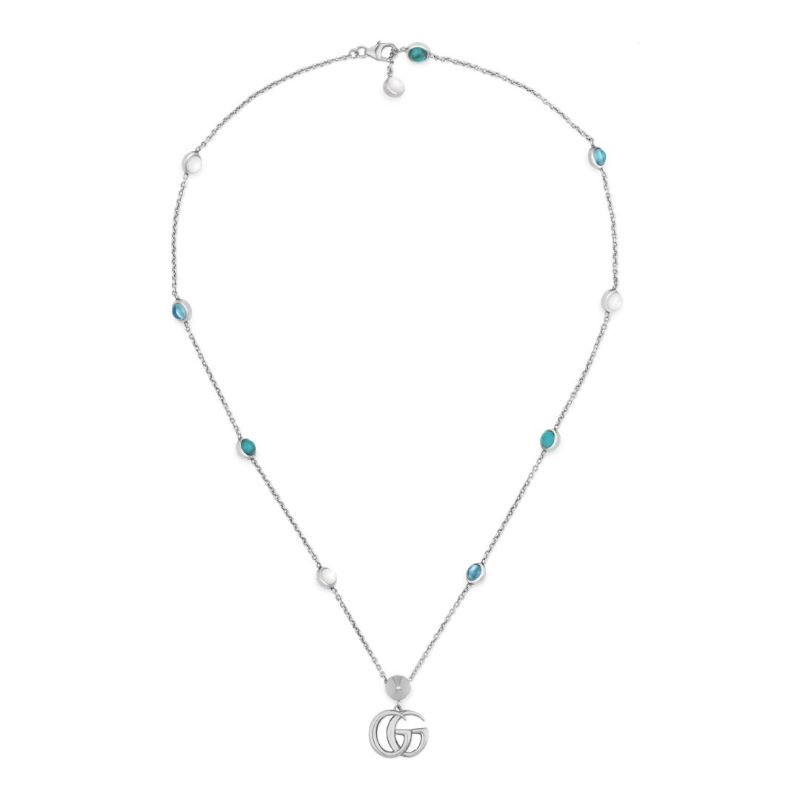 Sterling Silver GG Marmont Blue Topaz Necklace