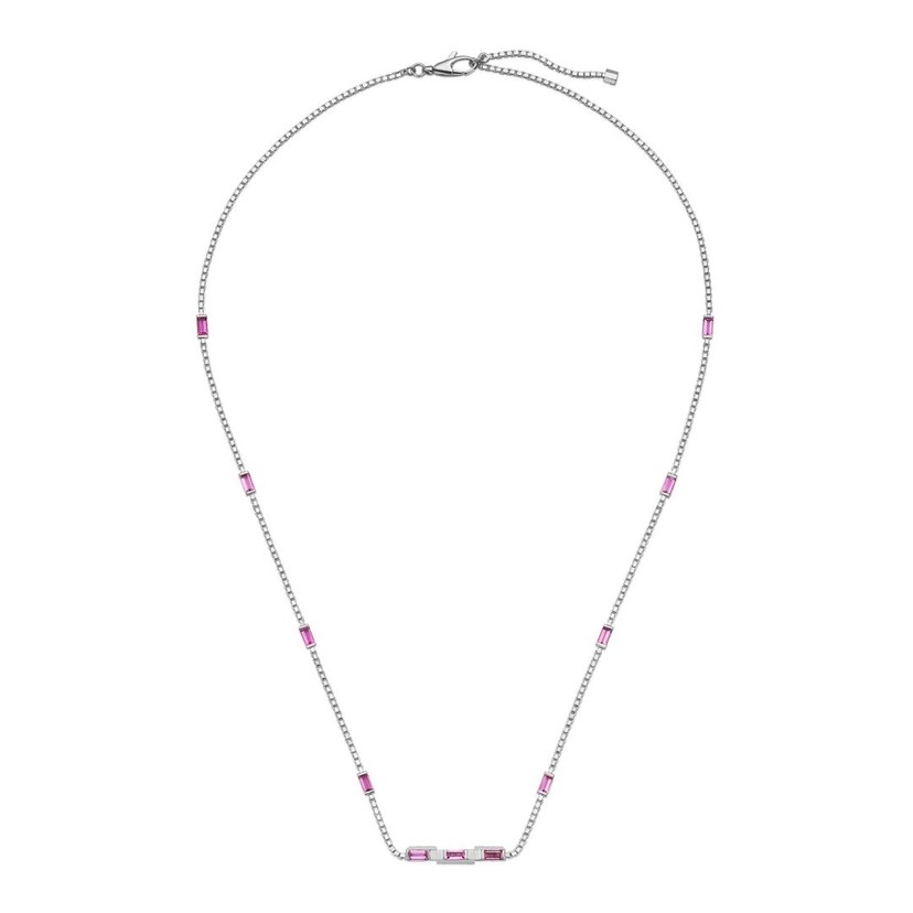 18k White Gold Link To Love Rubellite Necklace