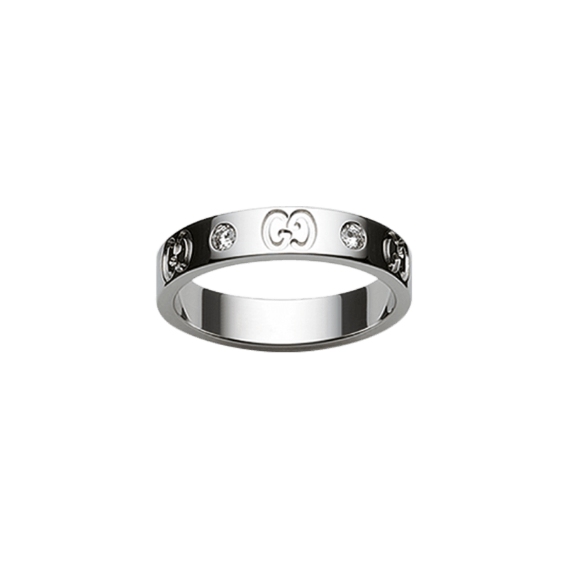 18k White Gold Thin Icon GG Diamond Ring