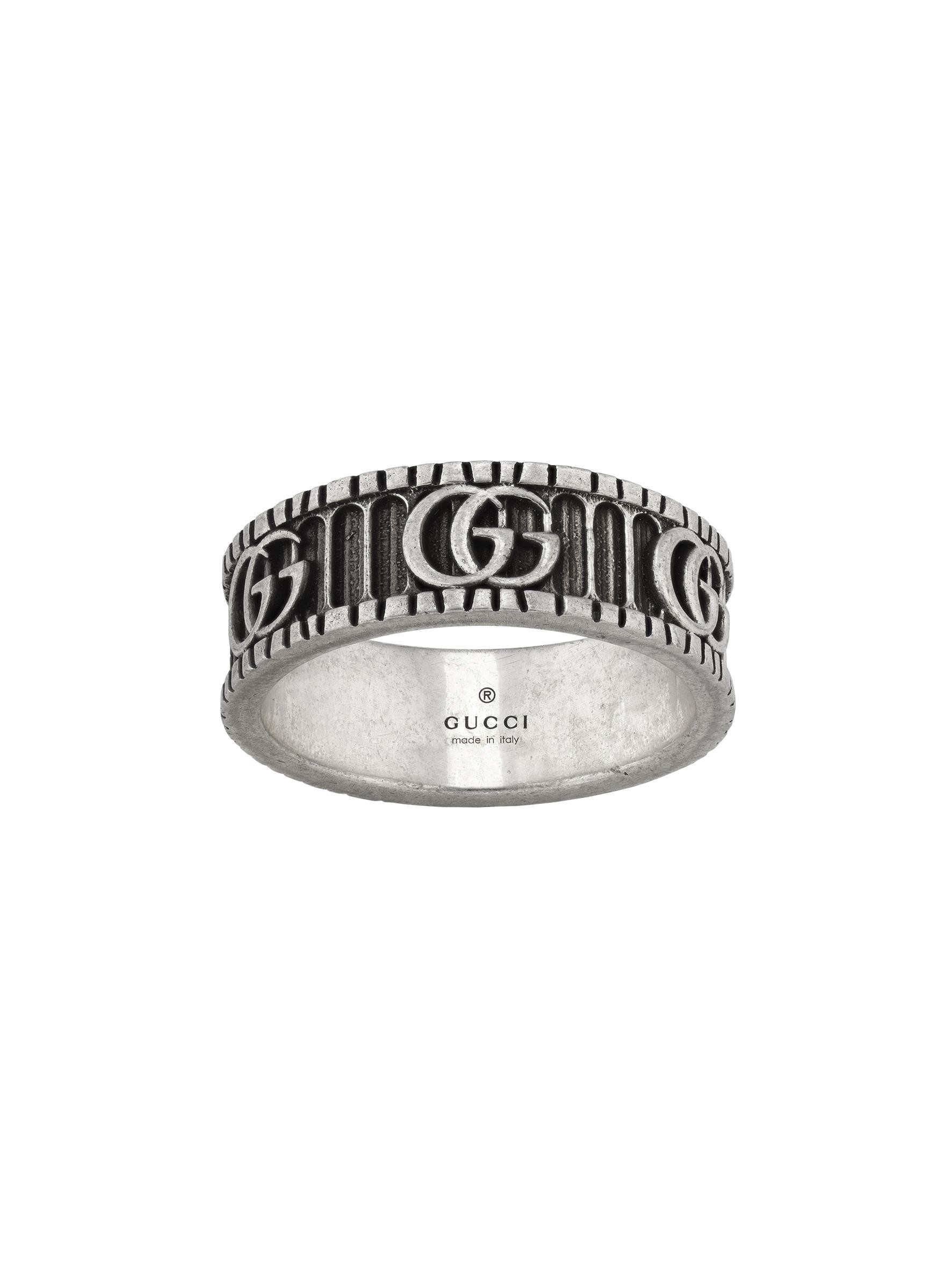 Ring with Double G in Aged Silver