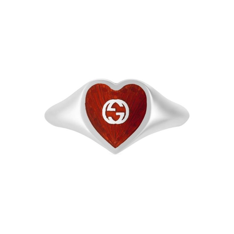 Sterling Silver Red GG Heart Ring
